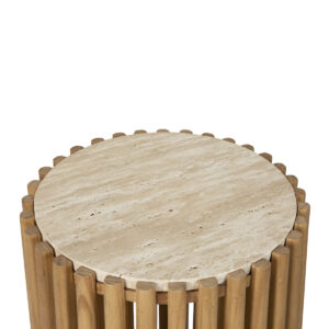 Mesa auxiliar madera/mármol travertino