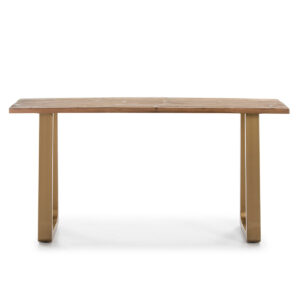 Consola madera natural/metal dorado