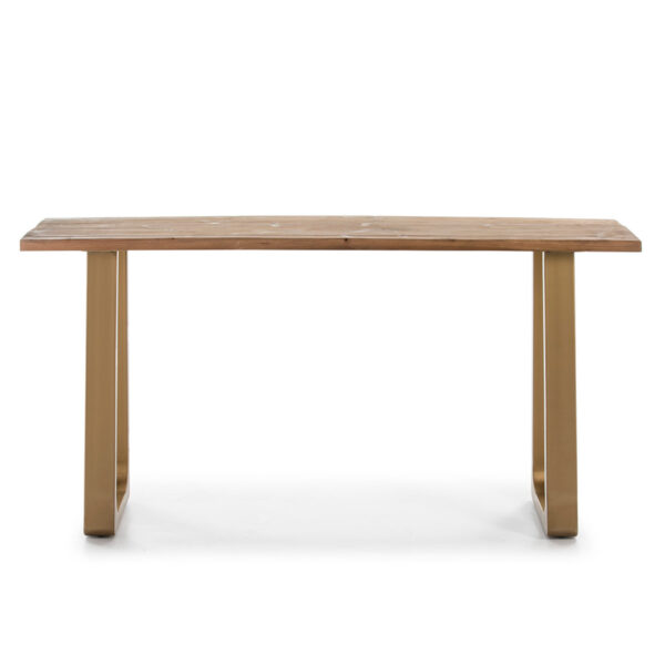 Consola madera natural/metal dorado