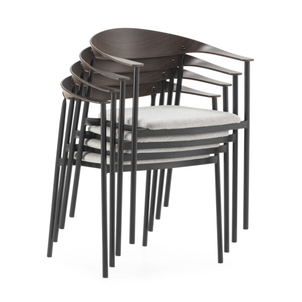 Silla apilable nogal oscuro - Imagen 2