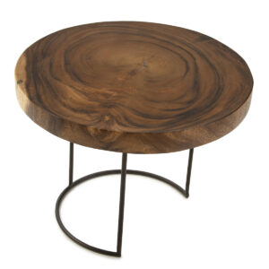 Mesa auxiliar metal/madera natural