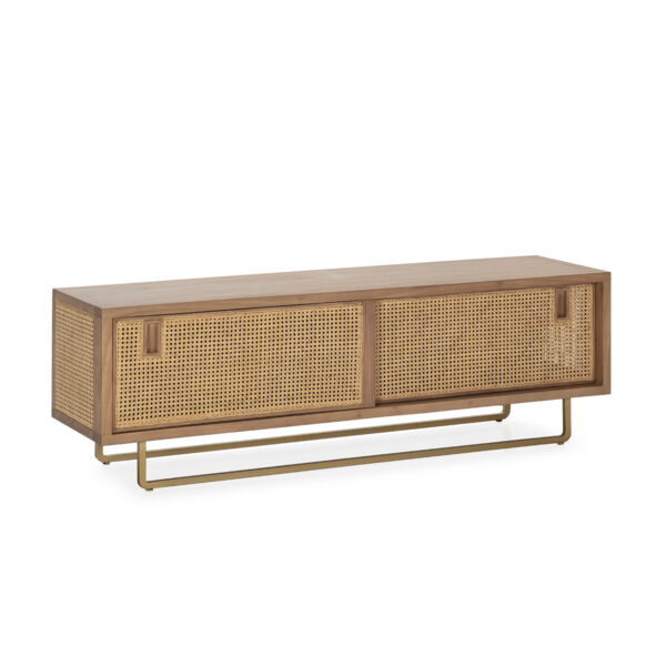 Mueble tv madera/ratán/metal - Imagen 2