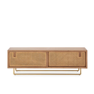 Mueble tv madera/ratán/metal