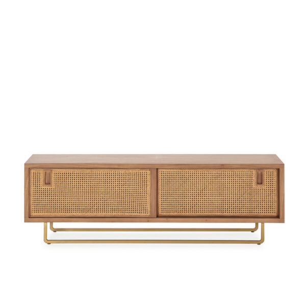 Mueble tv madera/ratán/metal
