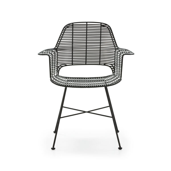 Silla mimbre/metal negro - Imagen 2
