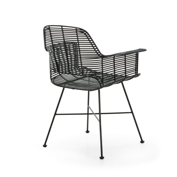 Silla mimbre/metal negro - Imagen 3