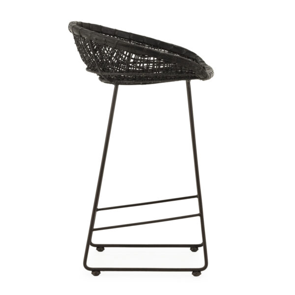 Taburete metal/mimbre negro - Imagen 2