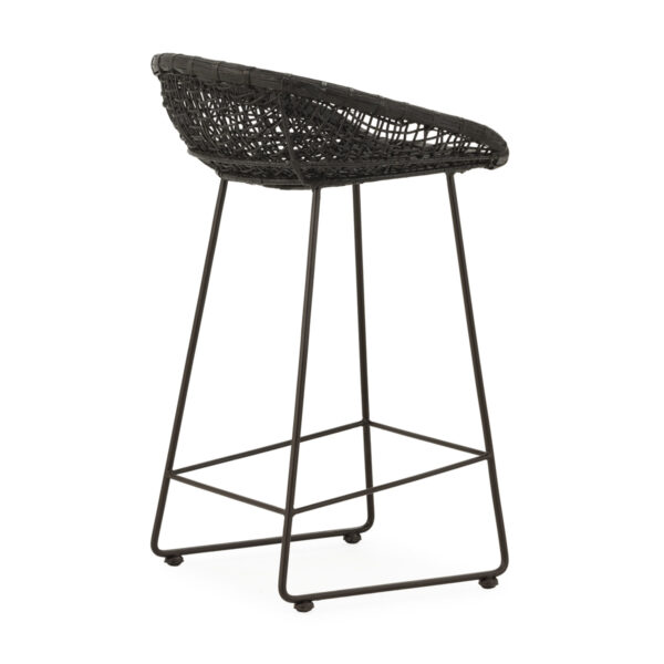 Taburete metal/mimbre negro - Imagen 4