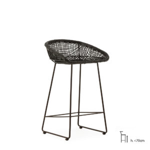 Taburete metal/mimbre negro