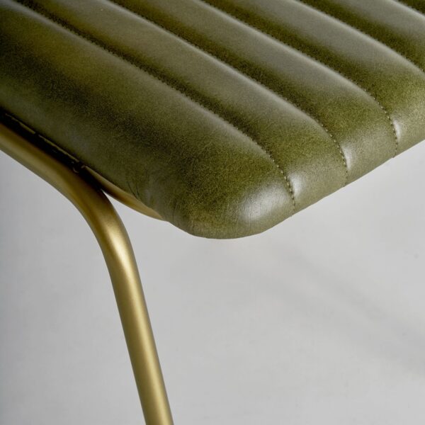 Silla de cuero verde, hierro y ratán - Imagen 4
