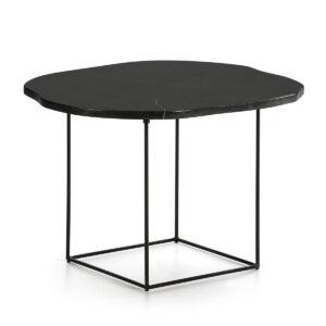 Mesa auxiliar mármol negro mate/metal negro