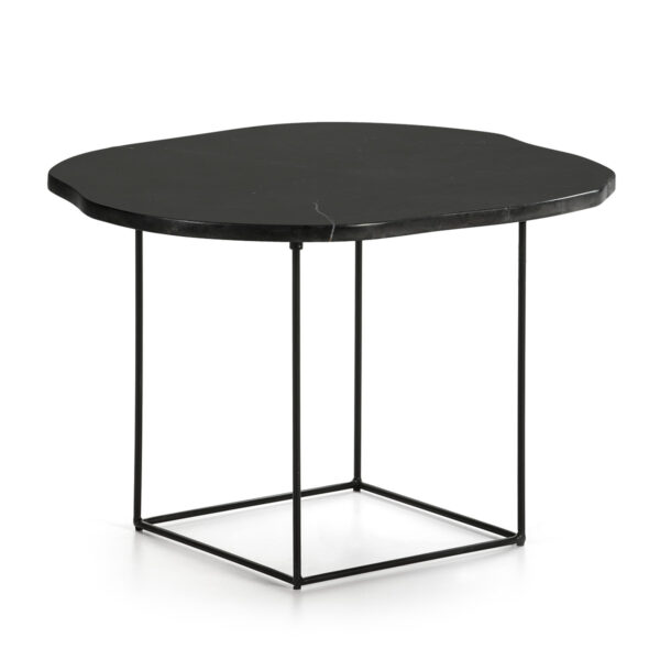 Mesa auxiliar mármol negro mate/metal negro