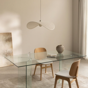Mesa de comedor rectangular cristal templado
