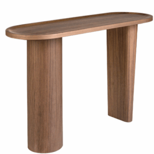 Consola ovalada medio punto nogal