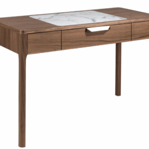 Escritorio tocador nogal con tapa de cristal imitación mármol