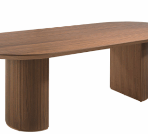 Mesa comedor ovalada medio punto nogal