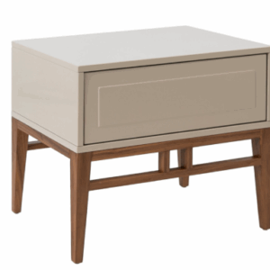 Mesita de noche madera beige y nogal