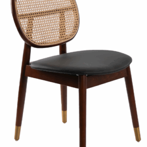 Silla rattan y polipiel negro