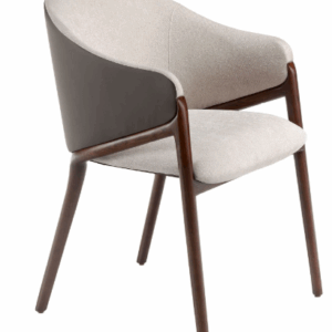 Silla tela beige y polipiel visón oscuro