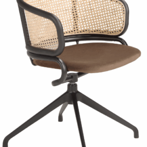 Silla giratoria rattan y terciopelo marrón