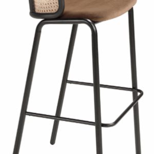 Taburete rattan y terciopelo marrón