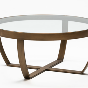 Mesa de Centro Cristal/Metal Bronce